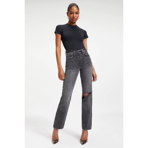 Good American Denim - ⚡️SALE Good American Good 90s Icon Wide Leg Distressed Black Jeans